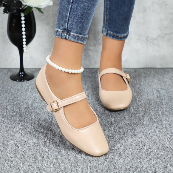 Natural Cushioned Insole Classic Mary Jane Ballet Flat Adjustable Ankle Strap - Picture 5 of 11